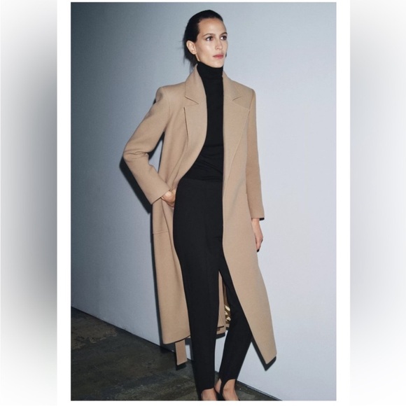 ZARA WOOL BLEND BELTED COAT - Picture 2 of 13